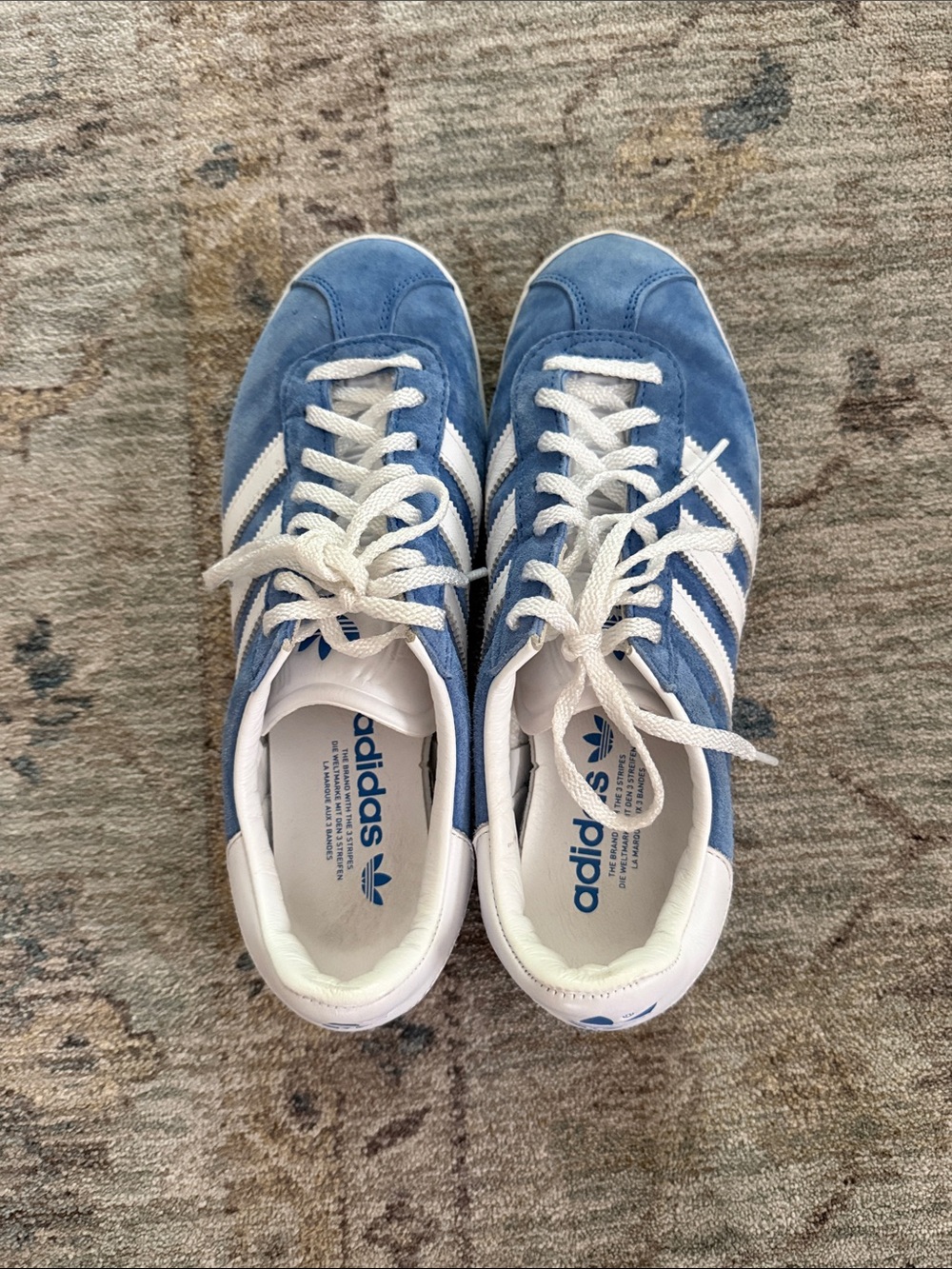 adidas Blue Suede Sneakers with White Stripes